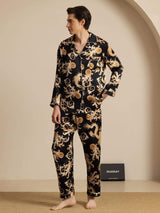 [Black Dragon] SilkSilky-UK Long Sleeve Lapel Collar Men's Pyjamas 006