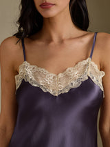 [Purple Gray] SilkSilky-UK Spaghetti Strap V Neck Nightdress 004