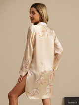 [Champagne] SilkSilky-UK 19Momme Long Sleeve Notch Collar Nightshirt 002
