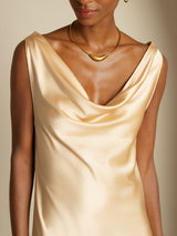[Champagne] SilkSilky-UK Sleeveless Cowl Neck Dress 003