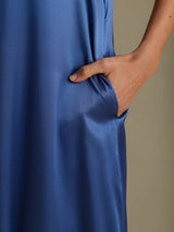 [Real Teal] SilkSilky-UK Short Sleeve Crew Neck Dress 005