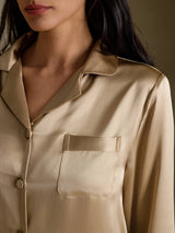 [Champagne Gold] SilkSilky-UK Long Sleeve Lapel Collar Women's Pyjamas 004