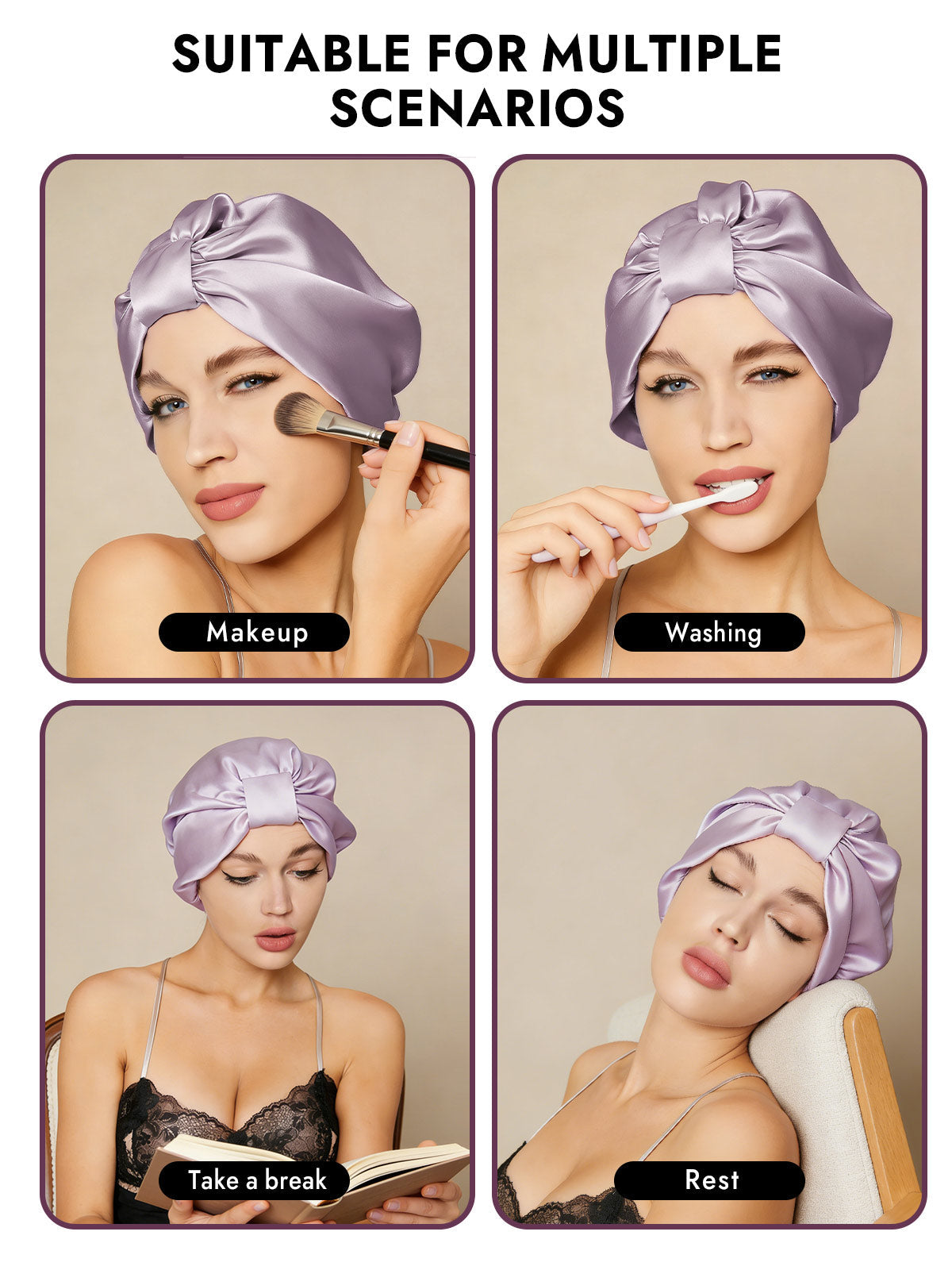 [Lavender] SilkSilky-UK Sleep Cap 006