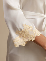 [White] SilkSilky-UK 3/4 Sleeve Women's Dressing Gown 006