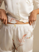 [White] SilkSilky-UK Short Sleeve Lapel Collar Women's Pyjamas 005