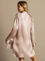 [Tuscany] SilkSilky-UK Long Sleeve Lapel Collar Nightshirt 002