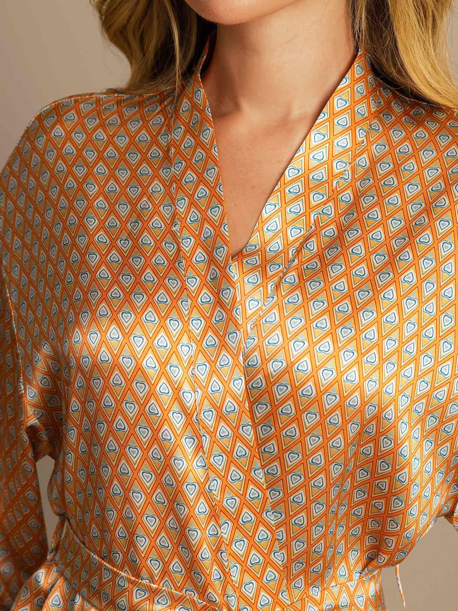 [Floral] SilkSilky-UK Pure Silk Womens Robe 008,