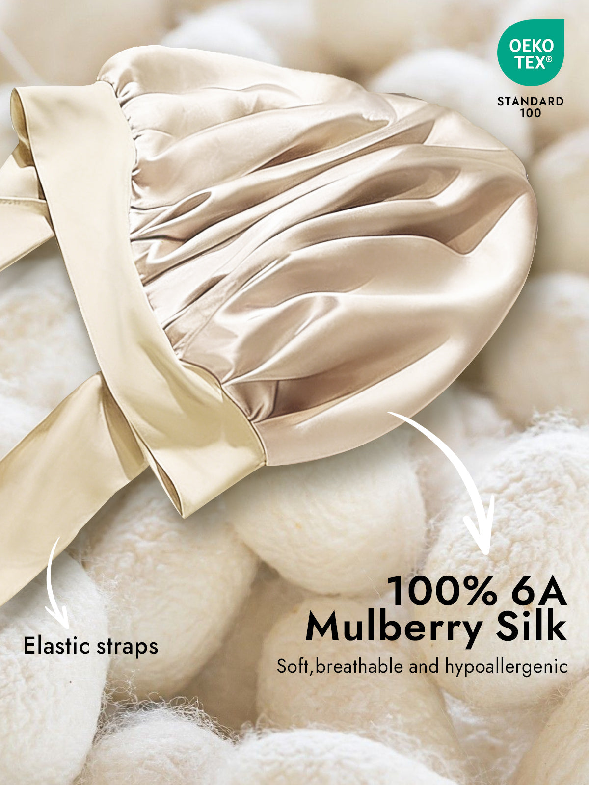 [Beige] SilkSilky-UK Pure Silk Sleep Cap 002