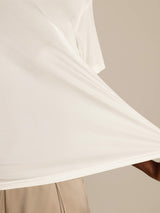 [White] SilkSilky-UK 100% Silk Jersey Short Sleeve Round Neck Women's T-Shirt 005