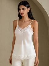 [White] SilkSilky-UK Spaghetti Strap V Neck Camisole 006