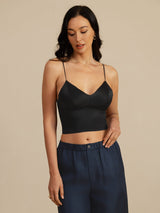 [Black] SilkSilky-UK Spaghetti Strap V Neck Camisole 003