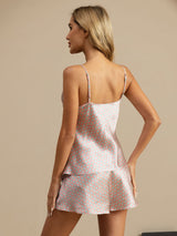 [Pink Heart Geo] SilkSilky-UK Spaghetti Strap V Neck Camisole Set 002