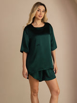 [Dark Green] SilkSilky-UK Short Sleeve Round Neck Women's Pyjamas 003