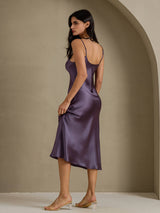 [Purple Gray] SilkSilky-UK Spaghetti Strap V Neck Nightdress 002