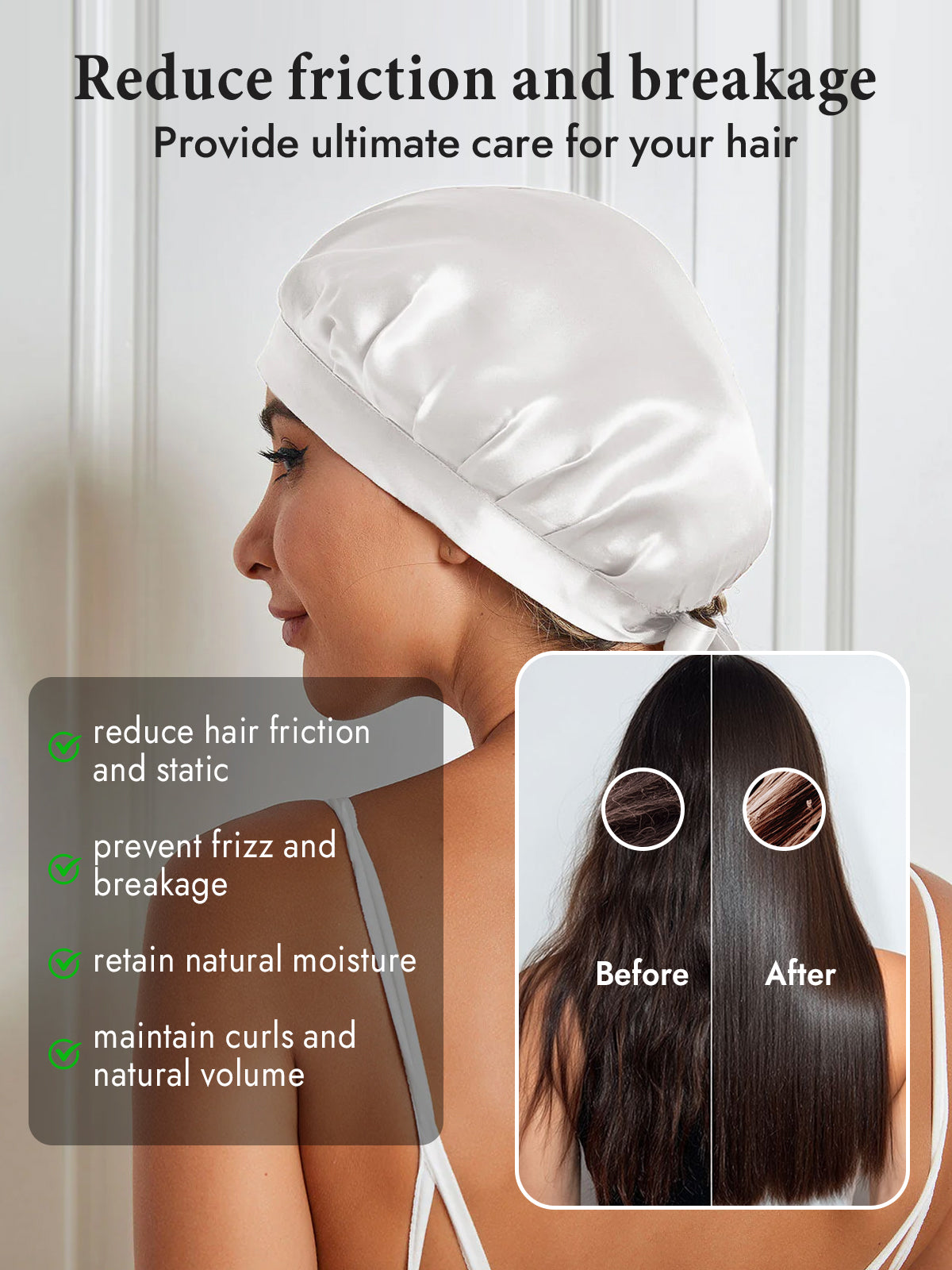 [White] SilkSilky-UK Pure Silk Sleep Cap 004