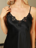 SilkSilky UK Pure Silk Sleeveless V Neck Nightdress Black 006