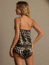 [Leopard] SilkSilky-UK Spaghetti Strap V Neck Camisole Set 002