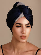 [Dark Blue] SilkSilky-UK Hair Towel Wrap 004