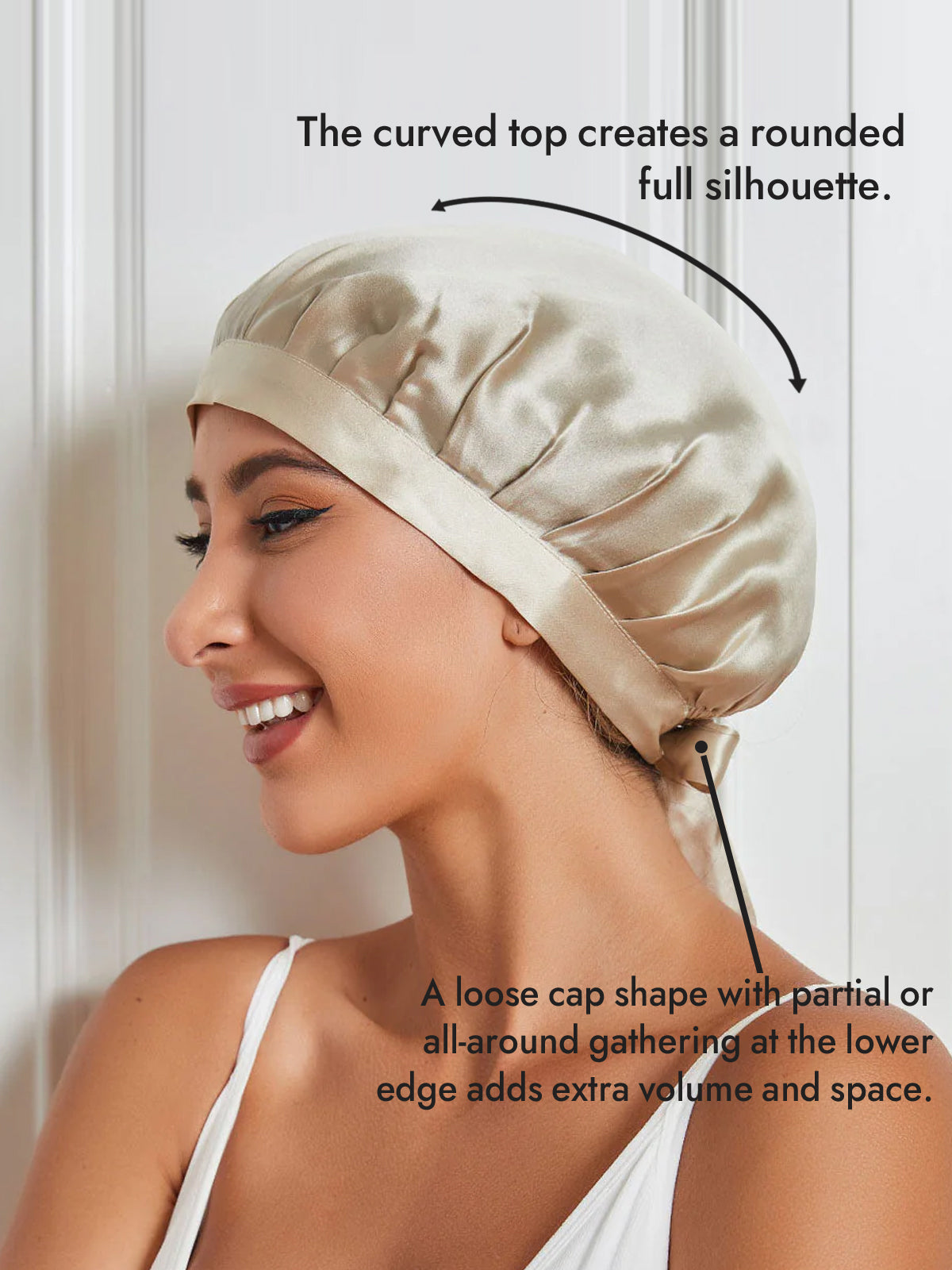 [Beige] SilkSilky-UK Pure Silk Sleep Cap 003