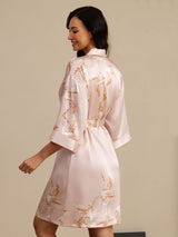 [Pink] SilkSilky-UK 3/4 Sleeve Women's Dressing Gown 002