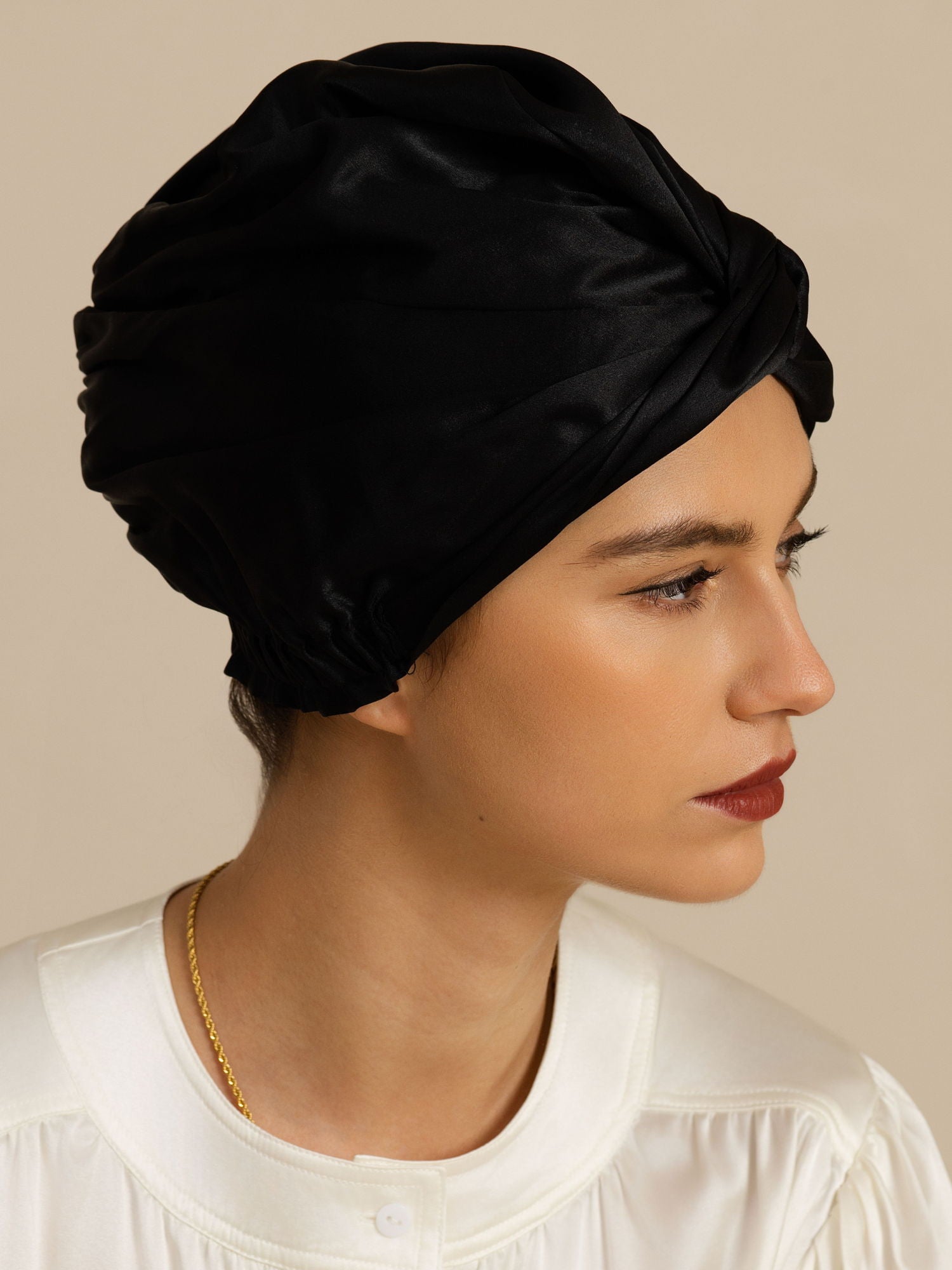 [Black] SilkSilky-UK 22Momme Sleep Cap 002