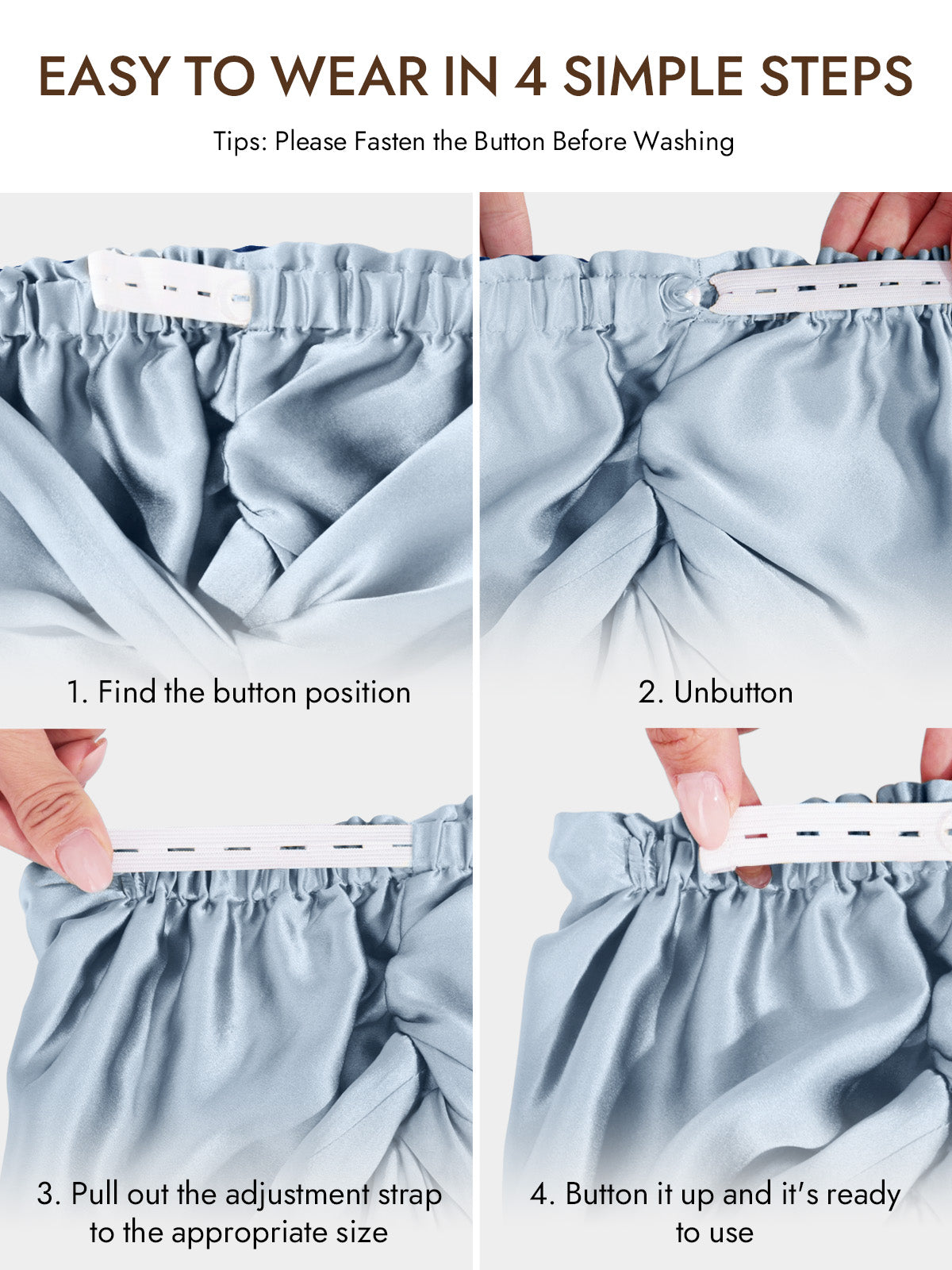 [Steel Blue] SilkSilky-UK 22Momme Pure Silk Sleep Cap 006