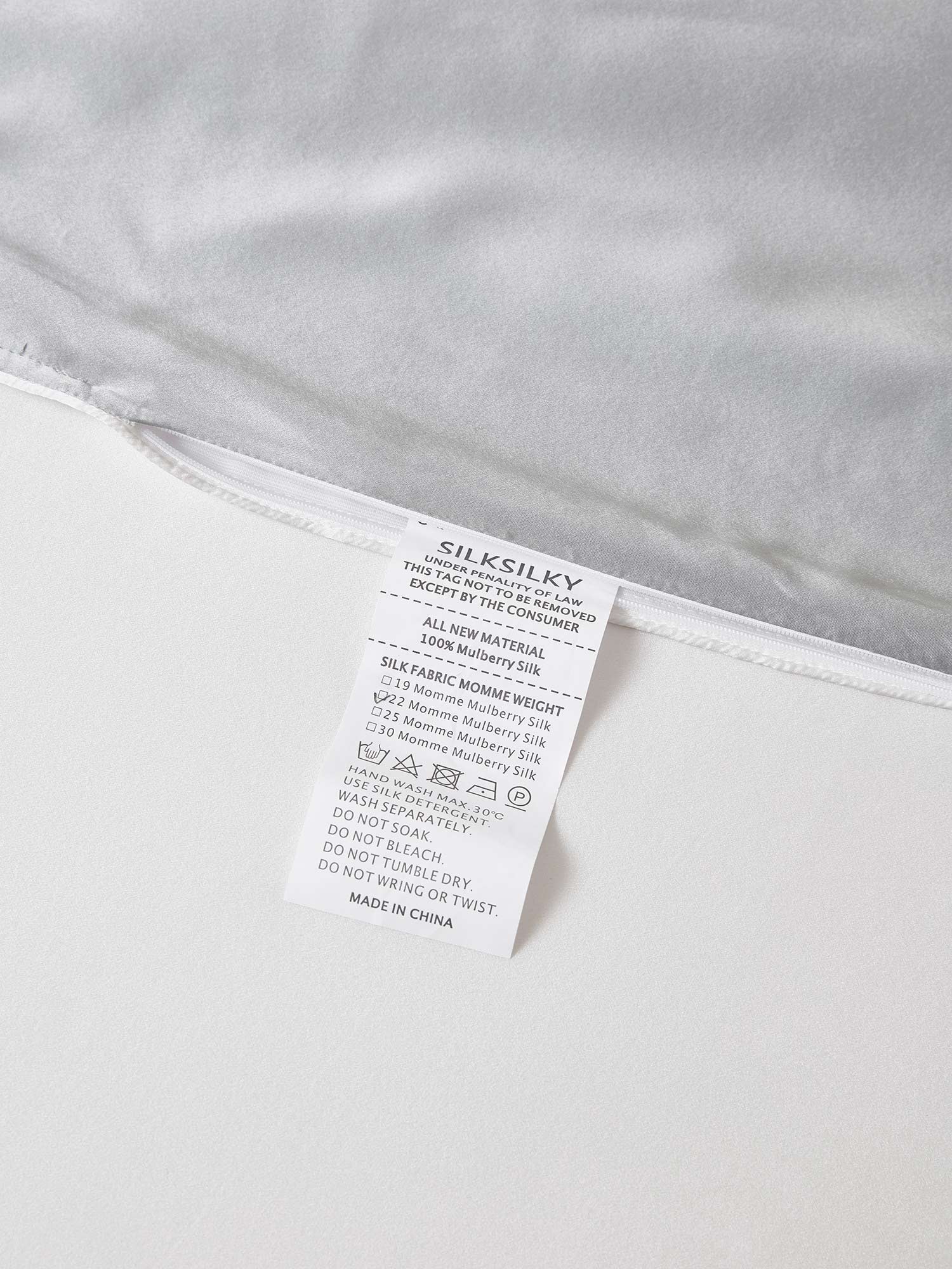 [LightGray+White] SilkSilky-UK 22Momme Pure Silk Bedding Set 007,