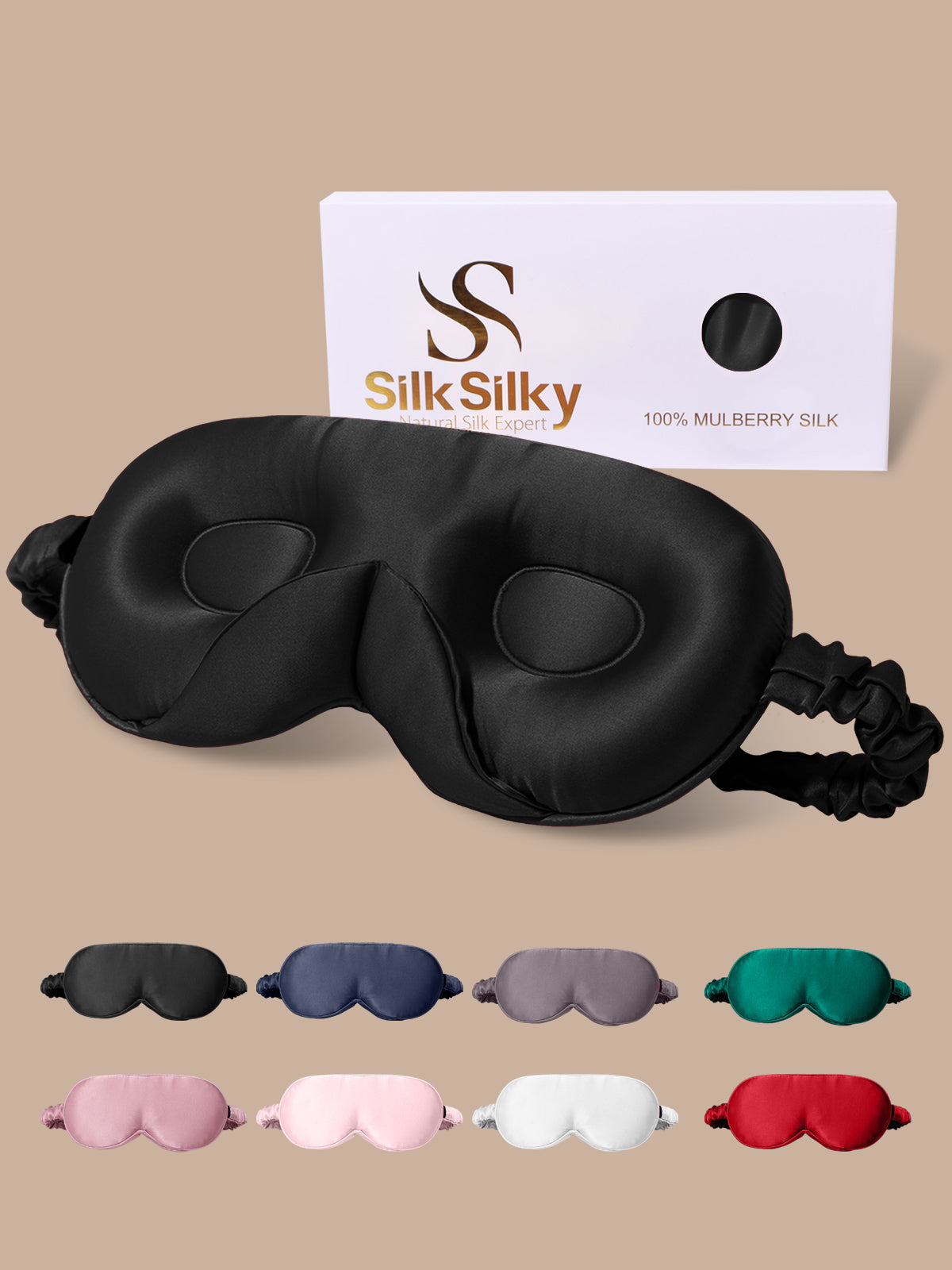 [Black] SilkSilky-UK Pure Silk Eye Mask 001