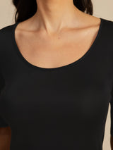 [Black] SilkSilky-UK Half Sleeve Women's T-Shirt 006