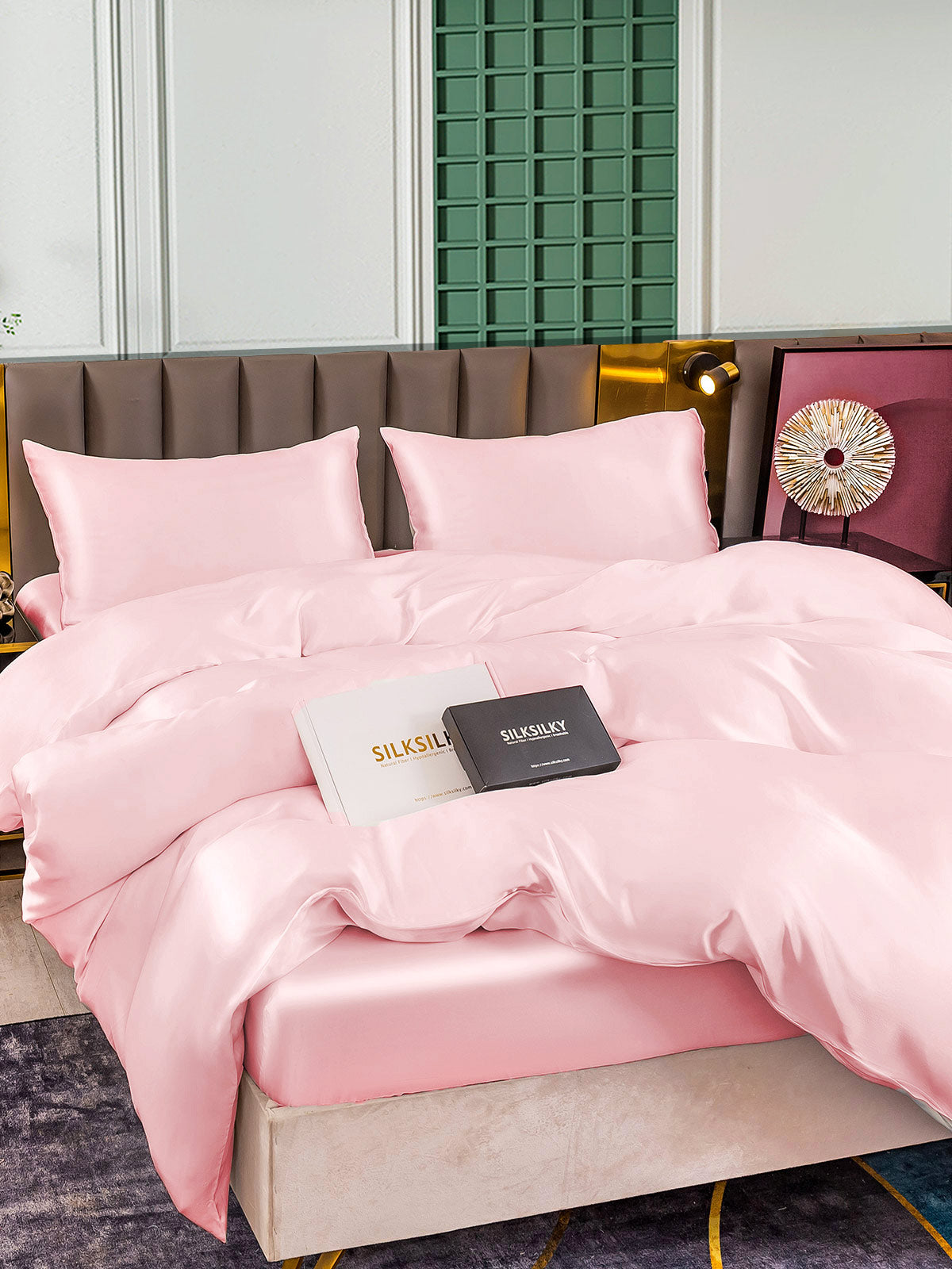 SilkSilky UK 25Momme Pure Silk Bedding Set Pink 002