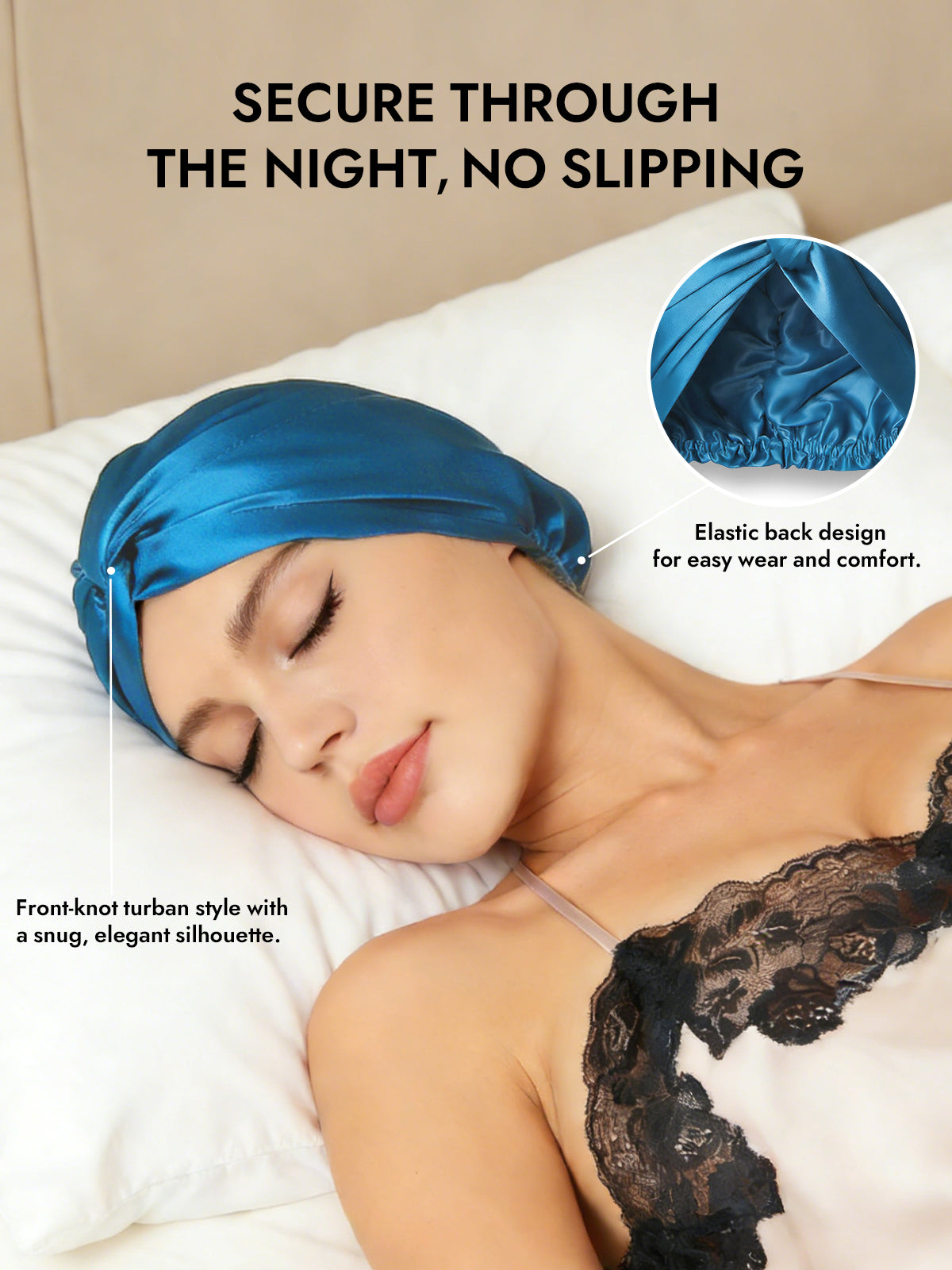 [Teal] SilkSilky-UK Pure Silk Sleep Cap 005