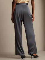 [Dark Gray] SilkSilky-UK 19Momme Stretch Silk Charmeuse Women's Pants 002