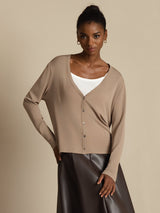 [Tan] SilkSilky-UK Long Sleeve Women's Cardigan 001