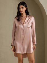 [Tuscany] SilkSilky-UK Long Sleeve Lapel Collar Nightshirt 003