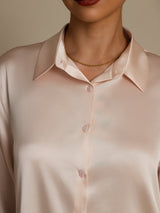 [Light Pink] SilkSilky-UK Long Sleeve Lapel Collar Women's Shirt 004