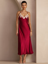 [Wine] SilkSilky-UK Spaghetti Strap V Neck Dress 006