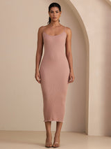 [Pink] SilkSilky-UK Spaghetti Strap Square Neck Dress 006