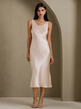 [Beige] SilkSilky-UK Sleeveless Dress 001