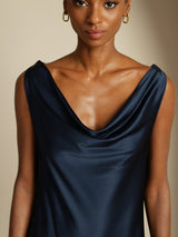 [Dark Blue] SilkSilky-UK Sleeveless Cowl Neck Dress 003