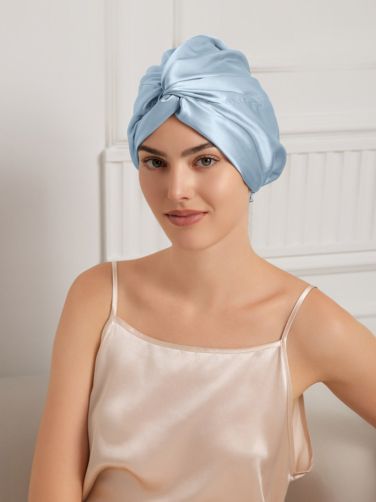 [Steel Blue] SilkSilky-UK 22Momme Pure Silk Sleep Cap 001