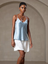 [Grayish Blue] SilkSilky-UK Spaghetti Strap V Neck Camisole 001