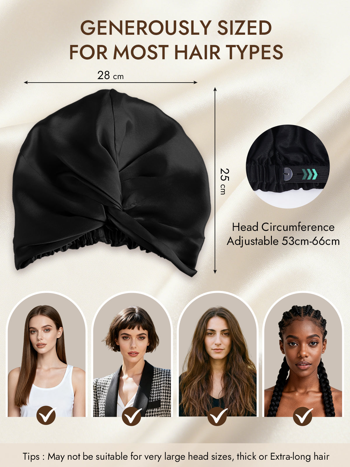 [Black] SilkSilky-UK 22Momme Pure Silk Sleep Cap 005