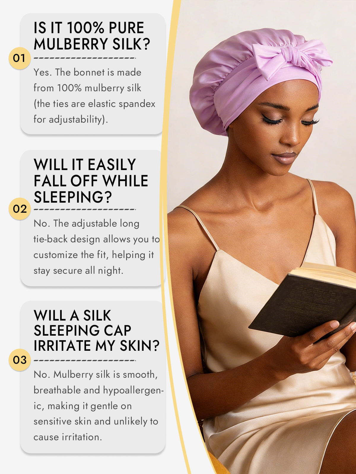 [Lavender] SilkSilky-UK Pure Silk Sleep Cap 006