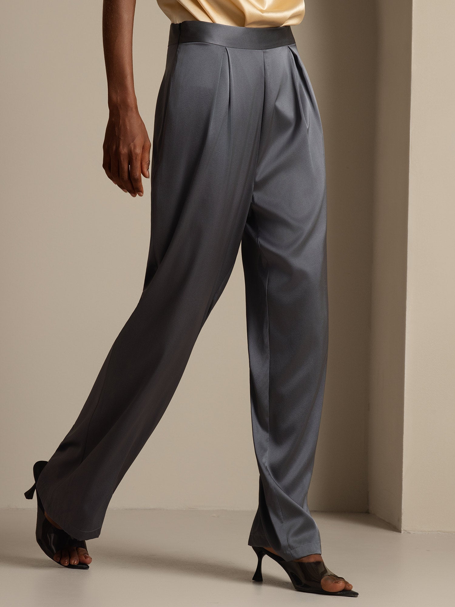 [Dark Gray] SilkSilky-UK 19Momme Silk Womens Pants 003,