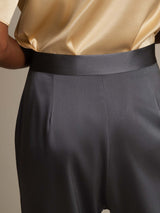 [Dark Gray] SilkSilky-UK 19Momme Stretch Silk Charmeuse Women's Pants 004