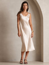 [Beige] SilkSilky-UK Sleeveless Dress 006