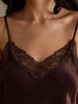 [Brown] SilkSilky-UK Spaghetti Strap V Neck Camisole 004