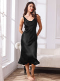 SilkSilky UK Pure Silk Sleeveless Boat Neck Dress Black 001