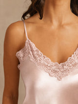 [Pink] SilkSilky-UK Spaghetti Strap V Neck Camisole Set 004