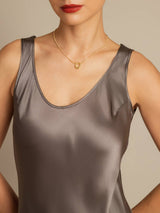 [Dark Khaki] SilkSilky-UK Sleeveless Dress 004